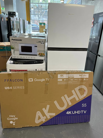 Hisense 325L fridge freezer + LG 6.5 kgs washer +55” inch Tv and microwave Combo